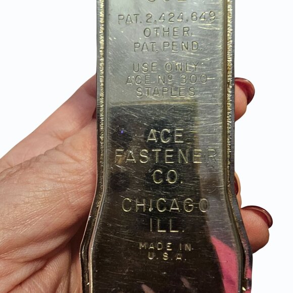 Vintage 5" ACE CADET Model 302 Lift Top STAPLER USA CHROME Black MCM USA - Picture 9 of 10
